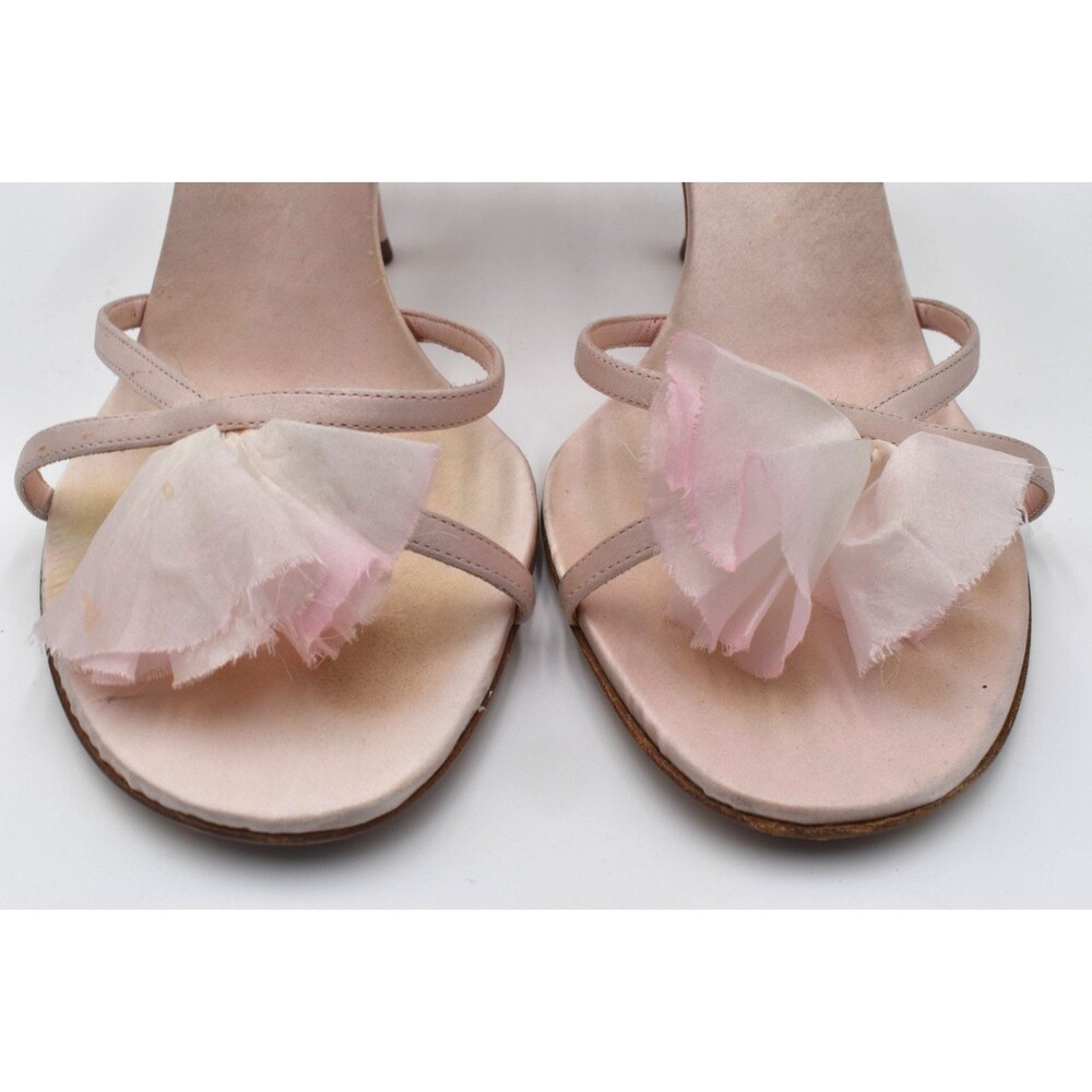 Vintage Dior John Galliano Pink Satin Chiffon Ruffle Sandal Heels 38.5 Y2K - Picture 12 of 16